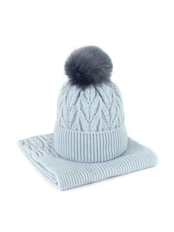 Sada pletené čepice a šály Lomnice modrá