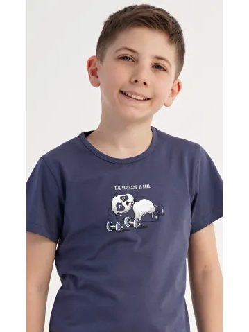 Dětské pyžamo šortky Malá panda - modrošedá