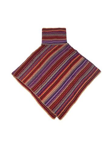 Červené pruhované pončo