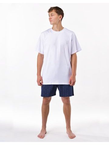 Pánské pyžamo krátké, šité, s potiskem 79194 - bílá lékořice