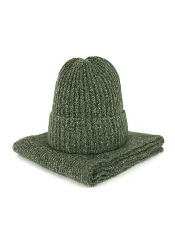 Sada čepice a šála - khaki