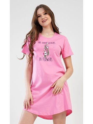 Dámská noční košile s krátkým rukávem Paula - tmavě modrá