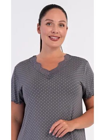 Dámská noční košile s krátkým rukávem Luisa - tmavě šedá