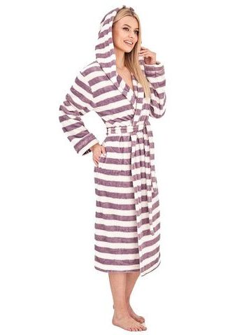 Dámský župan Vinta šedo-bílé pruhy