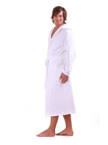 Unisex dlouhý bambusový župan se šálovým límcem SAUNA bílá