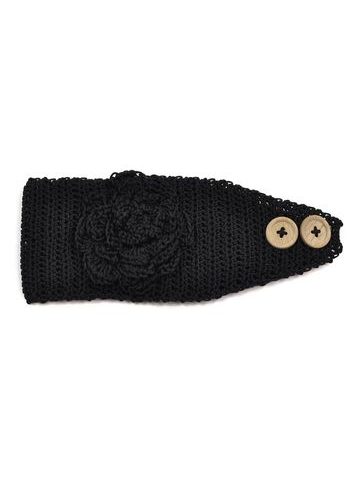 Čelenka s dřevěnými knoflíky černá