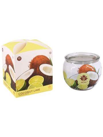 ARÔME Svíčka 90 g, ve skle a flower boxu, Coconut Lime