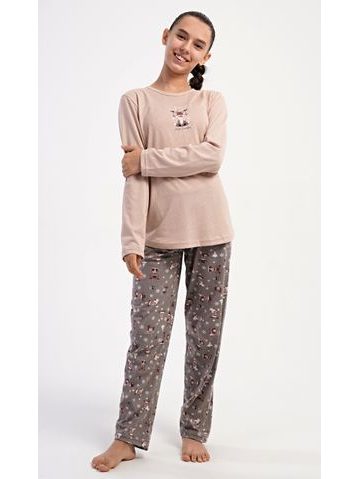 Dětské pyžamo dlouhé Sobík - béžová