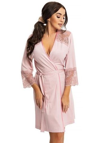 Dámský župan Sindy růžový s krajkou