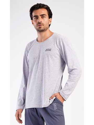 Pánské pyžamo dlouhé World around - šedá