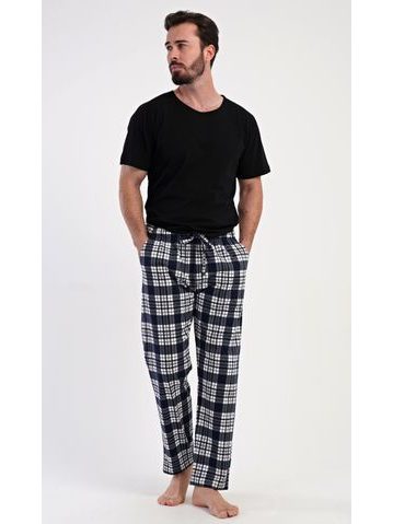 Pánské kalhoty na spaní Robert modro-žluté