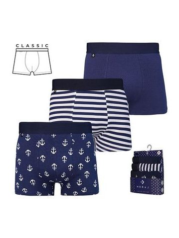3 pack boxerek Kotva modro-bílé