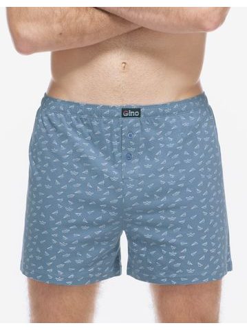 Pánské trenky volné, šité, s potiskem - kouřová bílá