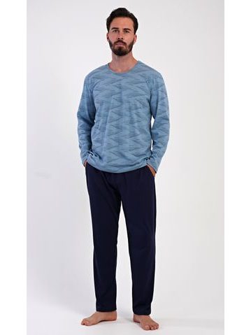 Pánské pyžamo dlouhé Arnošt - modrošedá
