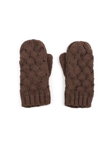 Palcové rukavice proplétané hnědé