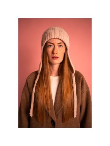 Pletená ušanka růžovobílá