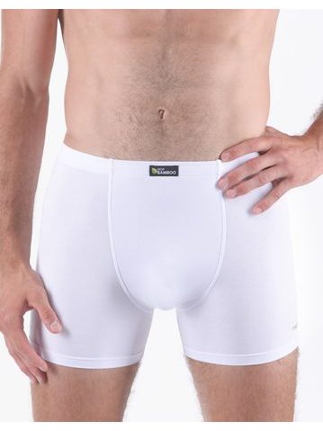 Pánské boxerky delší nohavička, šité, s potiskem Eco Bamboo 74163 - bílá olivová