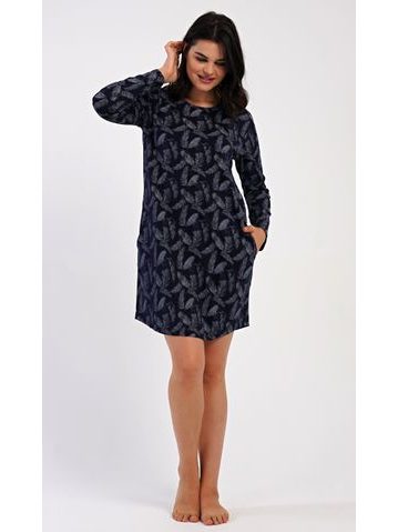 Dámské domácí šaty s dlouhým rukávem Isabela - tmavě modrá