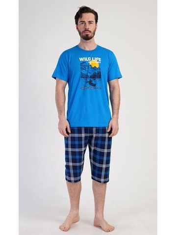 Pánské pyžamo kapri Wild life - modrá