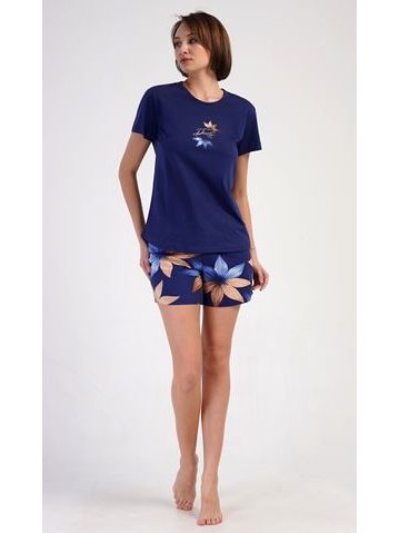 Dámské pyžamo šortky Sára - tmavě modrá