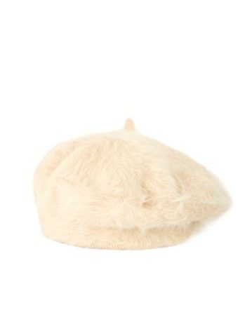 Angorový baret s anténkou světle béžová