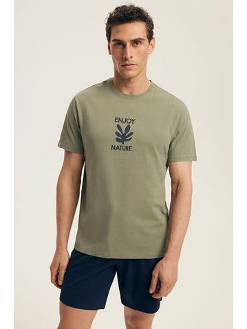 Pánské pyžamo Legend khaki krátké