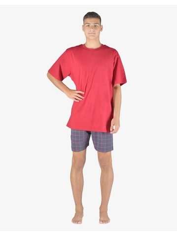 Pánské pyžamo krátké pánské, šité, s potiskem Pyžama 2023 79158P - martini tm. šedá