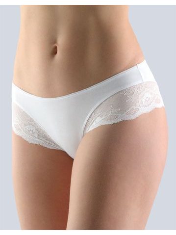 GINA dámské kalhotky francouzské, šité, bokové, s krajkou, jednobarevné Sensuality 14142P - bílá