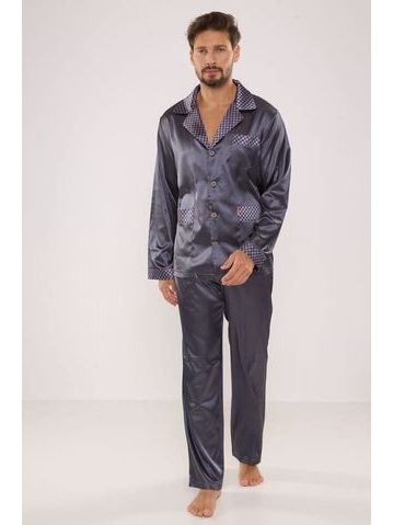 Pánské pyžamo saténové Adam šedé