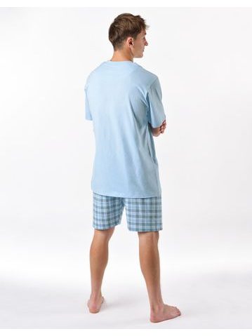 Pánské pyžamo krátké, šité, s potiskem 79190 - sv. šedá tm. šedá