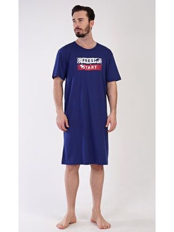 Pánská noční košile s krátkým rukávem Fresh start - tmavě modrá