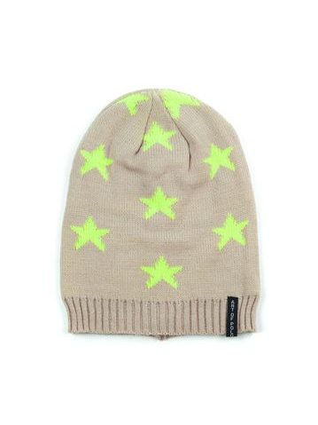Čepice beanie s hvězdičkami béžová