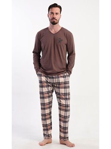 Pánské pyžamo dlouhé Paul - hnědá