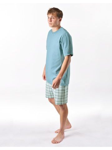 Pánská noční košile s krátkým rukávem Méďa na kole - šedá