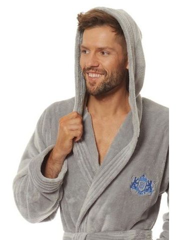 Pánský dlouhý savý župan s kapucí TAMPA duo antracitová