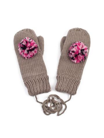 Rukavice s bambulí hnědé