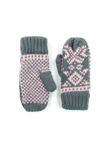 Hezké šedo-růžové palcové rukavice