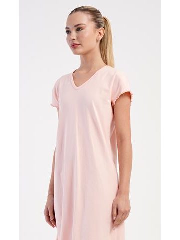 Dámské domácí šaty s krátkým rukávem Super girl - světle lososová