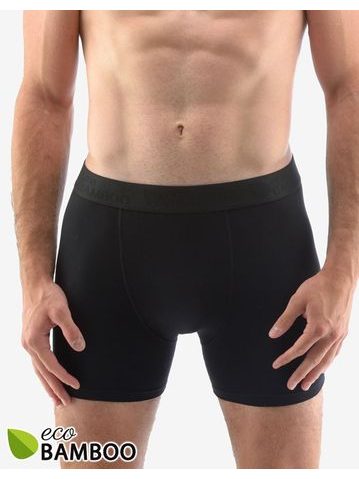 Pánské boxerky s delší nohavičkou, delší nohavička, šité, jednobarevné Eco Bamboo 74160P - černá