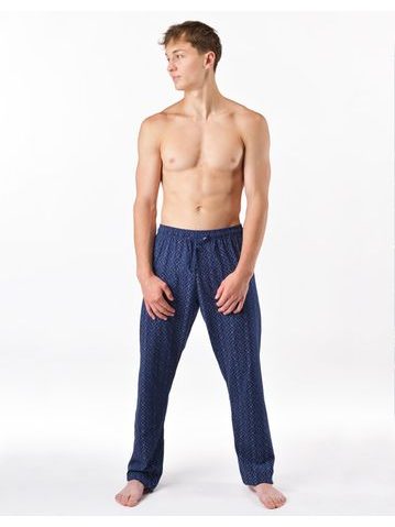 Pánské kalhoty dlouhé pyžamové, šité, klasické, s potiskem 79199 - lékořice bílá