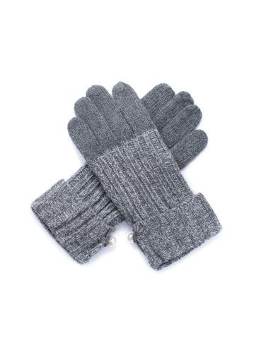 Módní rukavice zdobené knoflíčky lila