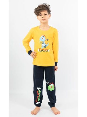 Dětské pyžamo dlouhé Dino - žlutá
