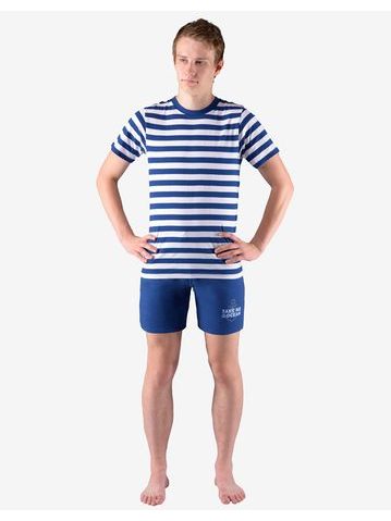 Dětské krátké pyžamo chlapecké s proužkem 69006P - lékořice, bílá