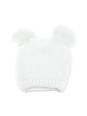 Hezká čepice s dvěma bambulemi bílá