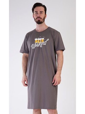 Pánská noční košile s krátkým rukávem Mountain - modrá