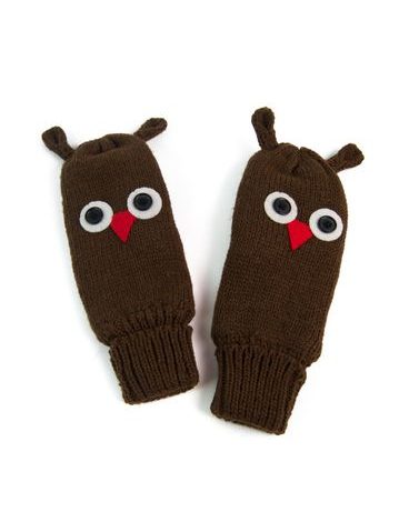 Rukavice se sovičkami hnědé