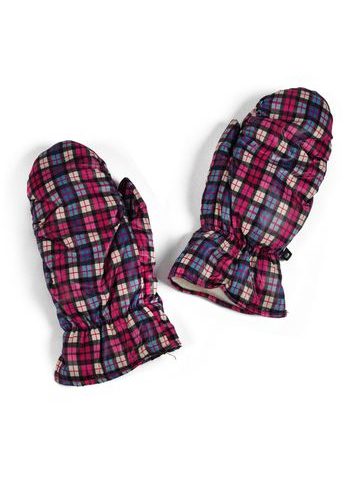 Teplé palčáky kostkované růžové