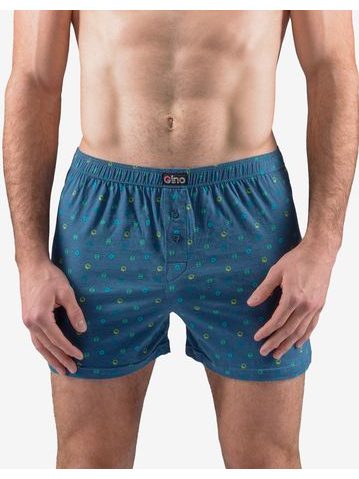 Pánské trenky volné, šité, s potiskem 75203P - měsíc akvamarín
