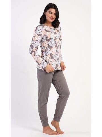 Dámské pyžamo dlouhé Kamarádi z lesa - šedá