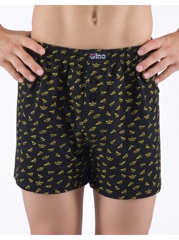 Dětské trenky volné chlapecké, šité, s potiskem - černá petrolejová